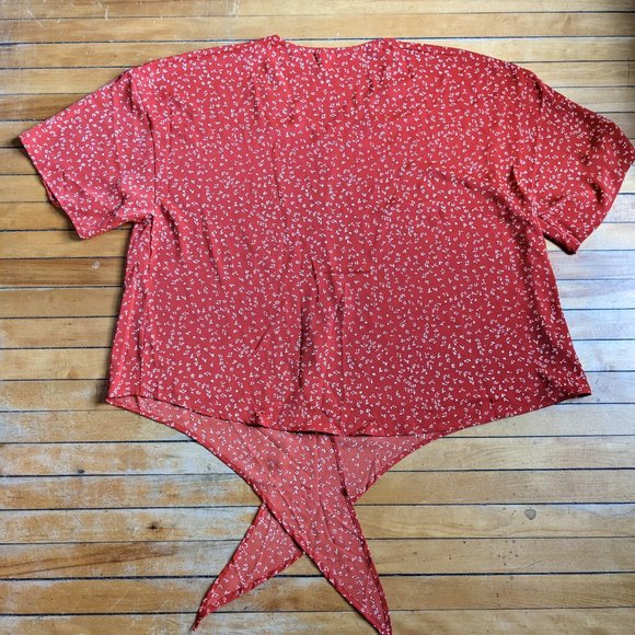 POSESHE Womens Plus Size Floral Tie Front Chiffon Blouse - Picture 4 of 5